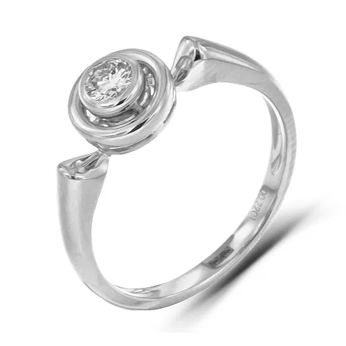 Женское кольцо из белого золота 585 пробы с бриллиантом 0,11 карат